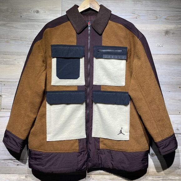 Nike Air Jordan Cozy Girl Jacket Coat Wool Blend Women’s Large Colorblock Boxy - Picture 2 of 11